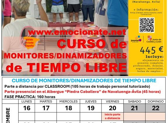 CURSO DE MONITORES/DINAMIZADORES DE TIEMPO LIBRE EN NAVALUENGA (AVILA)