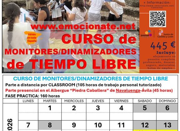 CURSO DE MONITORES/DINAMIZADORES DE TIEMPO LIBRE EN NAVALUENGA (AVILA)